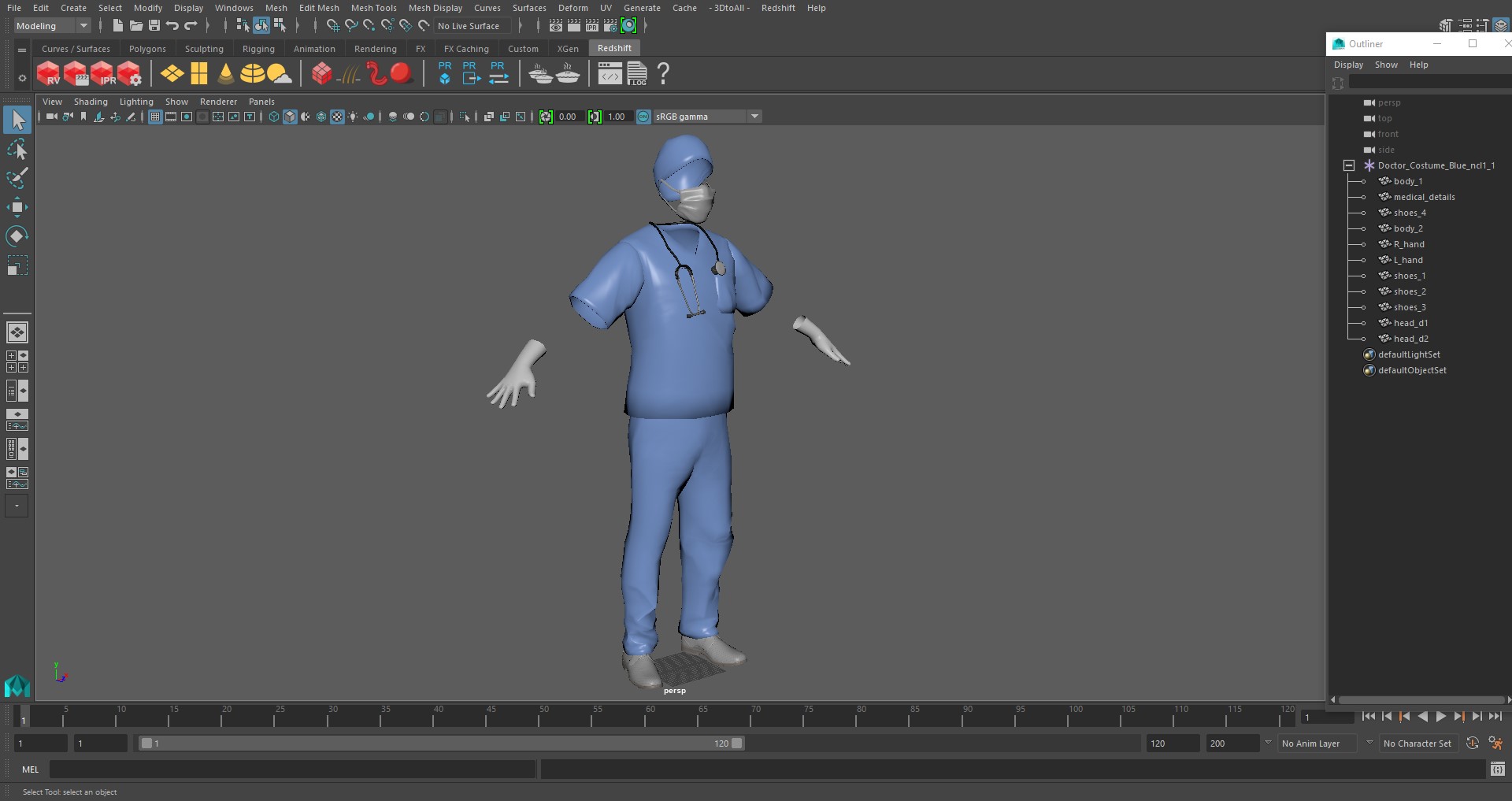 Doctor Costume Blue 3D model