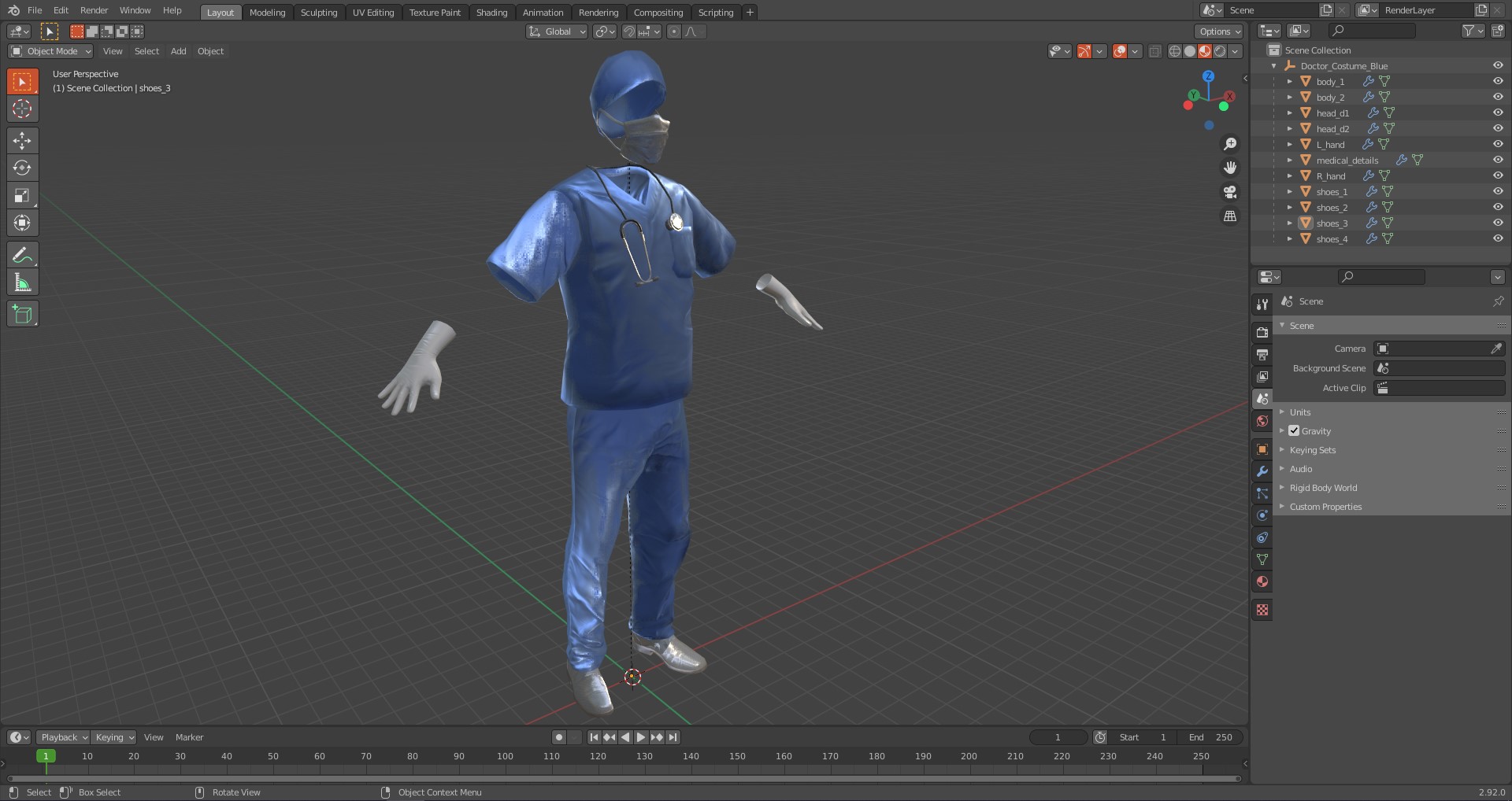 Doctor Costume Blue 3D model