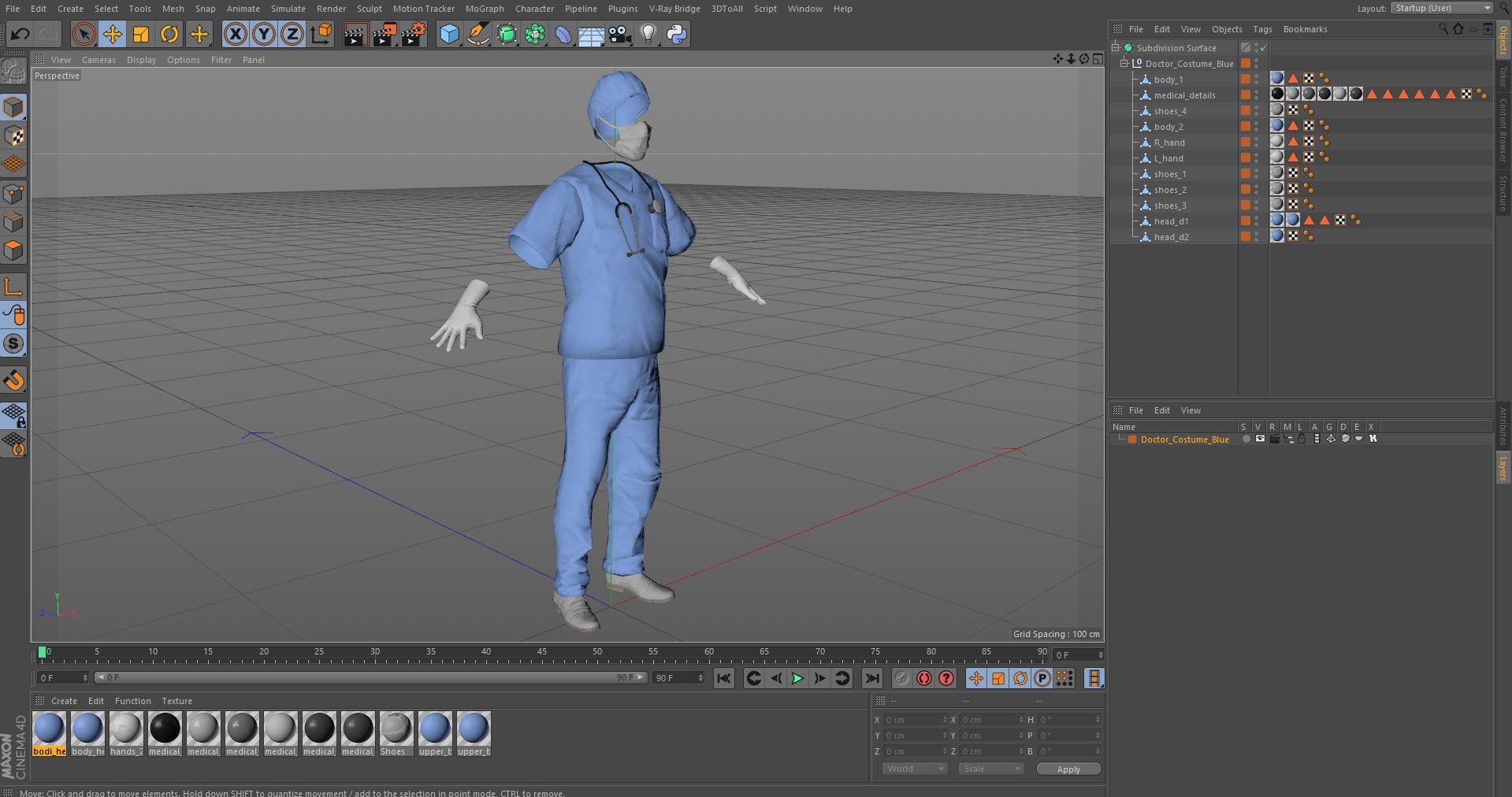 Doctor Costume Blue 3D model