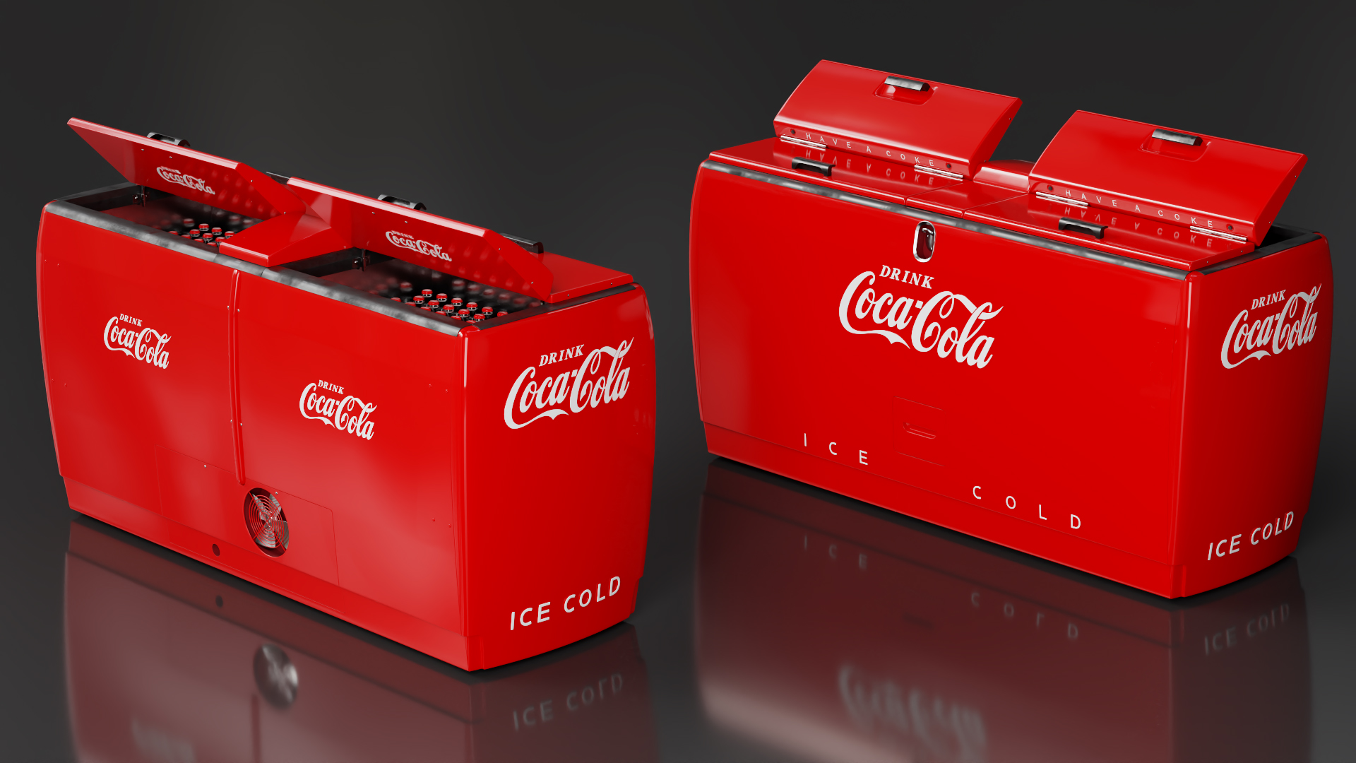 3D model Double Cooler with Coca Cola Inside