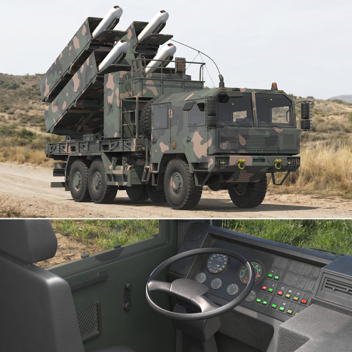 Tactical Anti Ship Missile Truck Camouflage Rigged