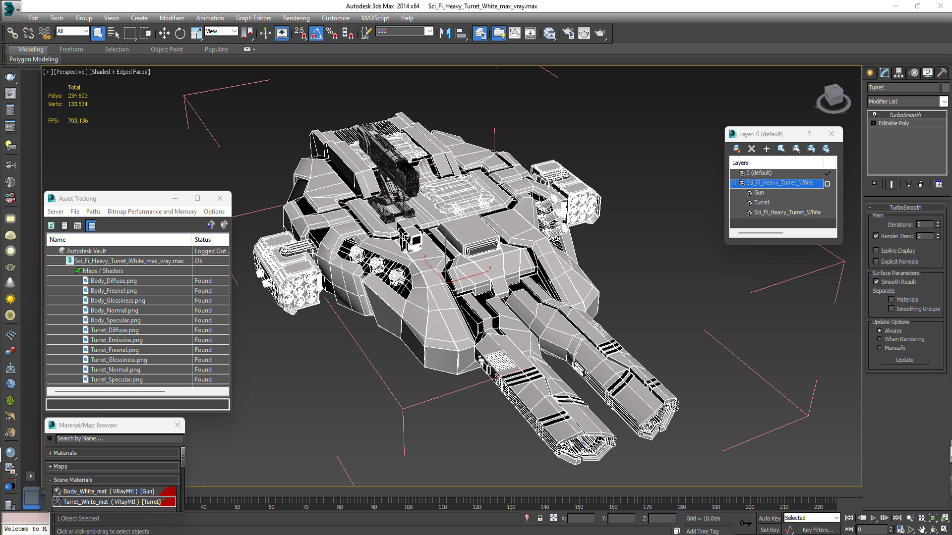 3D model Sci Fi Heavy Turret White