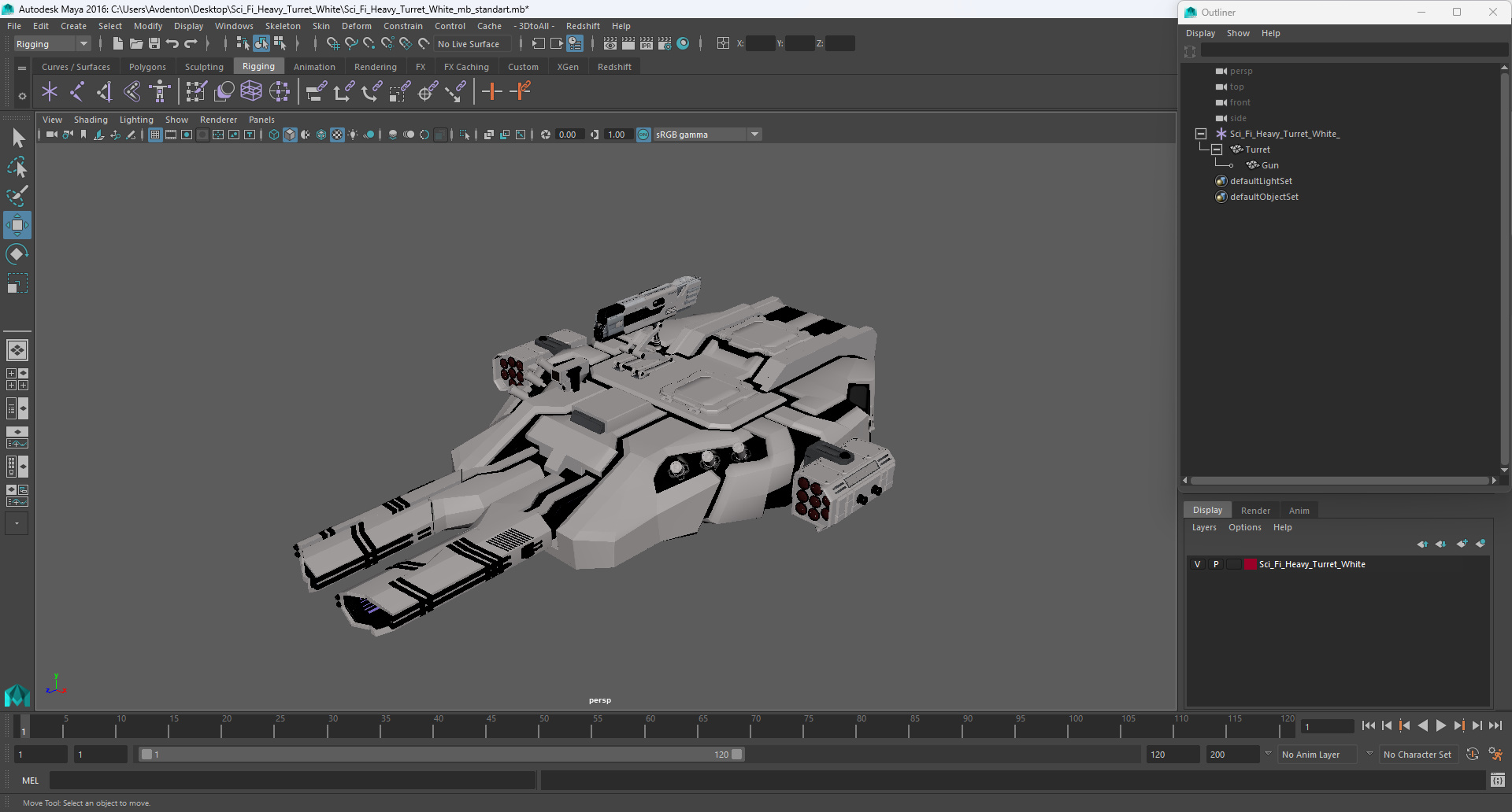 3D model Sci Fi Heavy Turret White