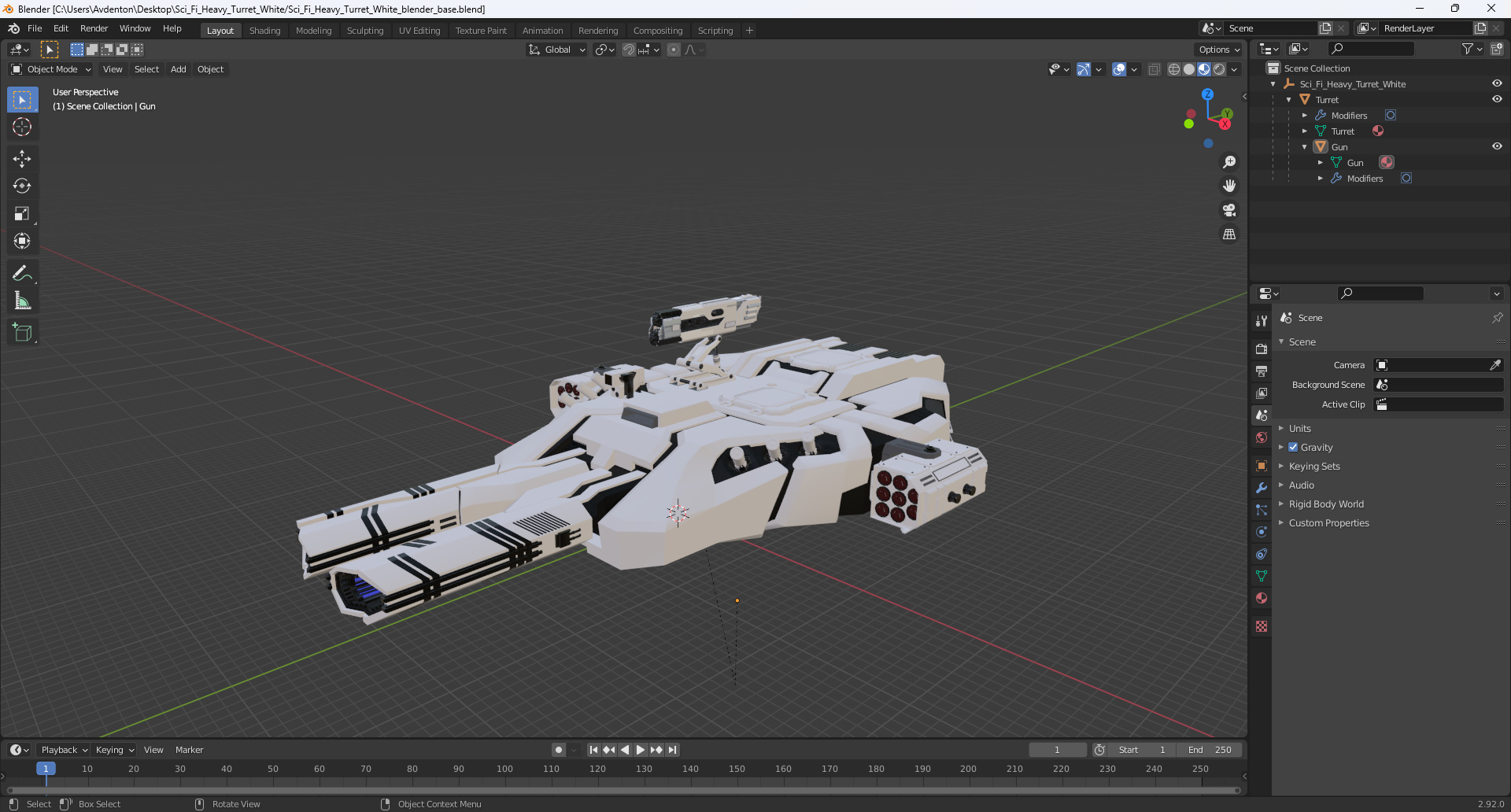 3D model Sci Fi Heavy Turret White