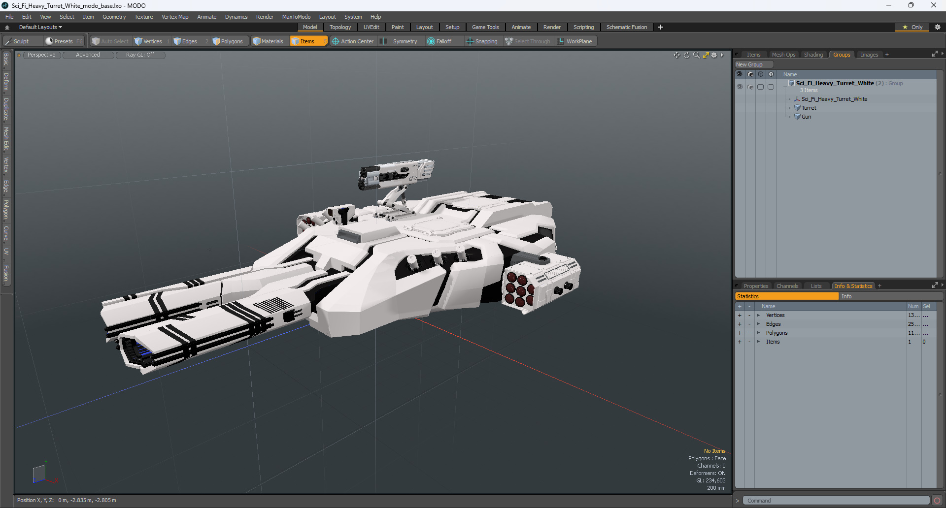 3D model Sci Fi Heavy Turret White