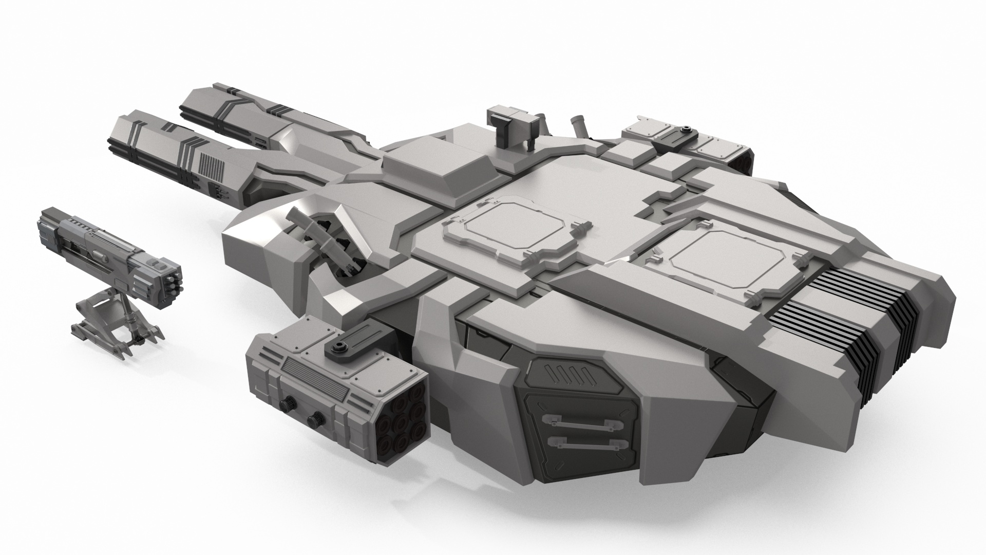 3D model Sci Fi Heavy Turret White