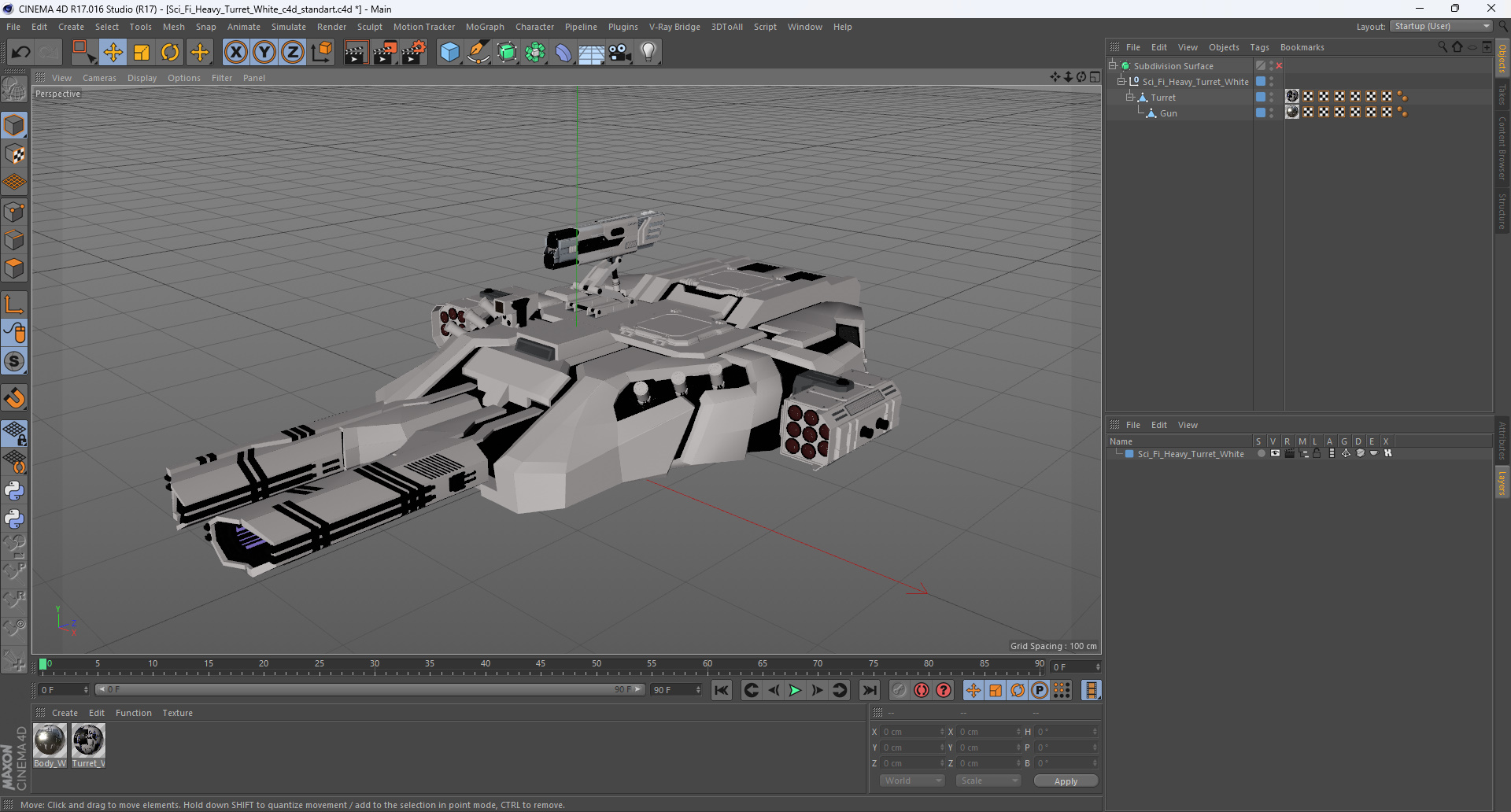 3D model Sci Fi Heavy Turret White