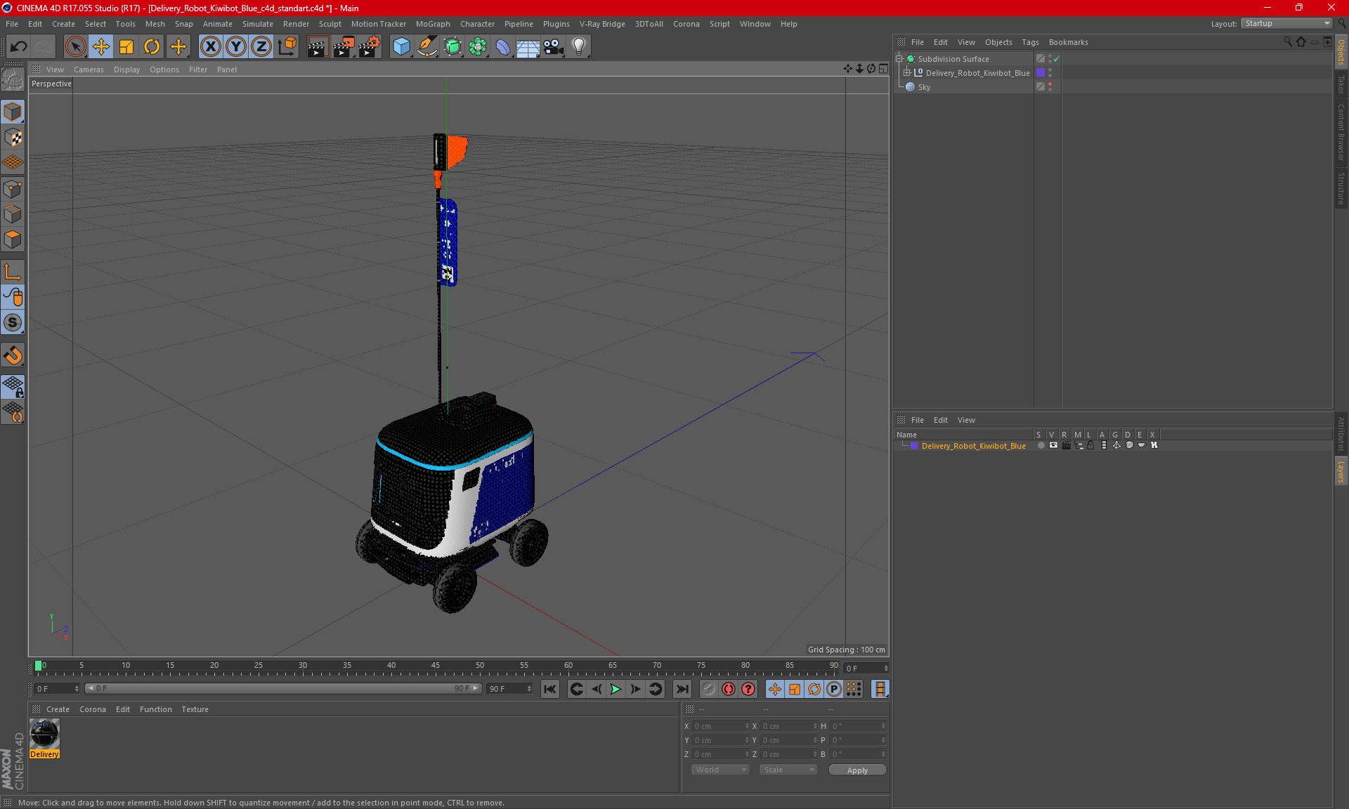Delivery Robot Kiwibot Blue 3D