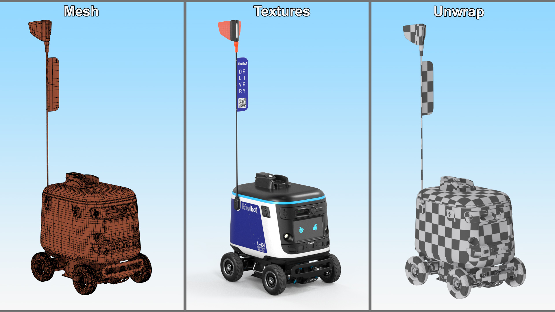 Delivery Robot Kiwibot Blue 3D