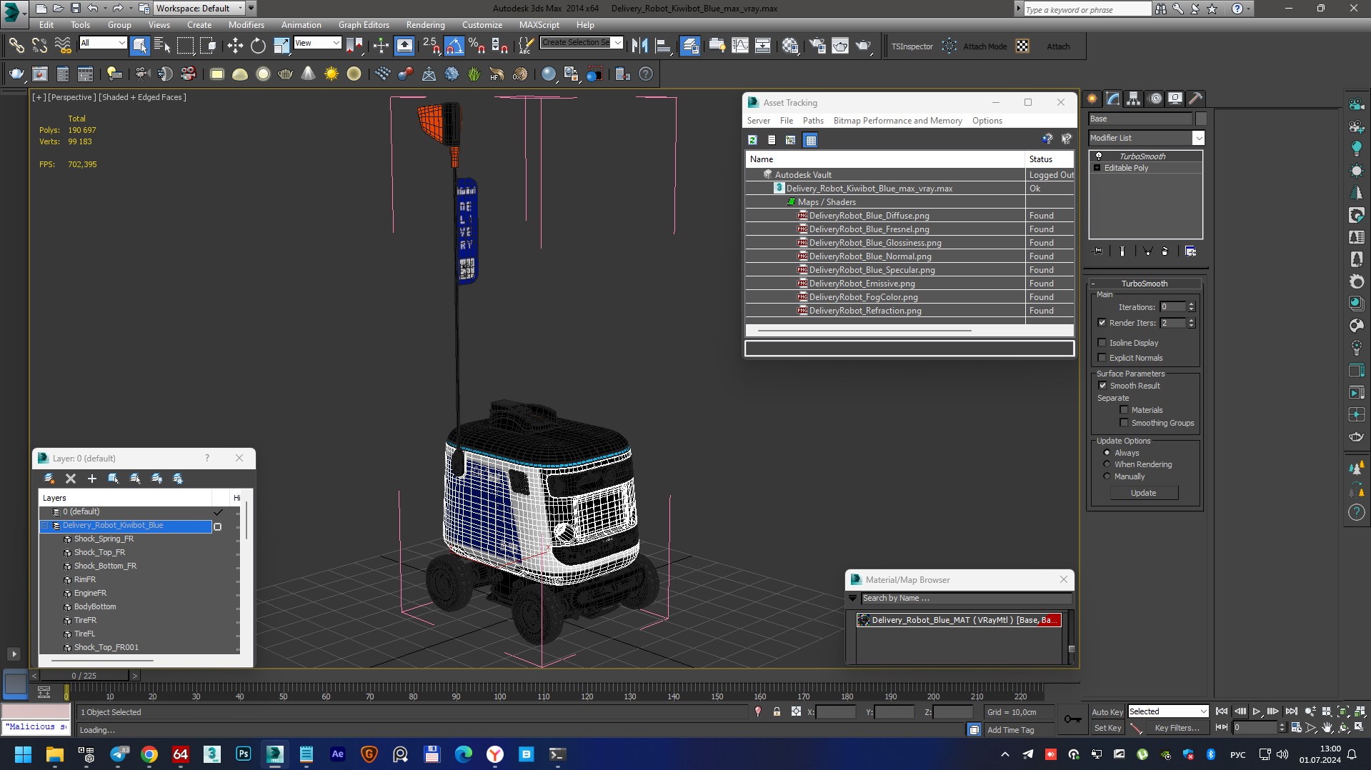 Delivery Robot Kiwibot Blue 3D