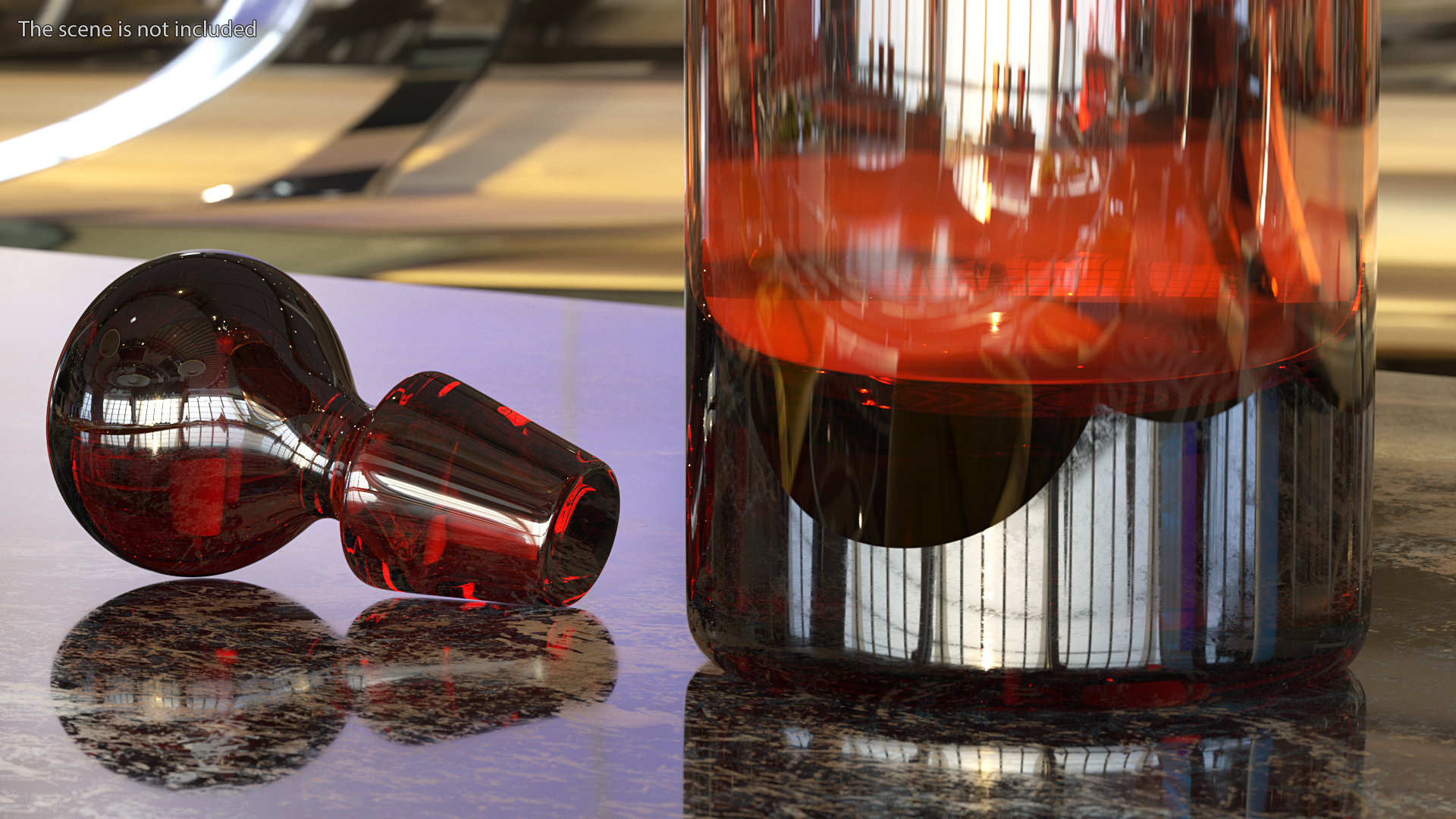 Glass Orange Decanter with Whiskey 3D model