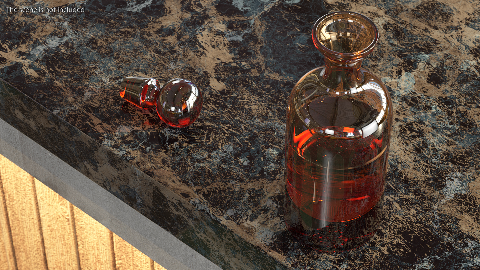 Glass Orange Decanter with Whiskey 3D model