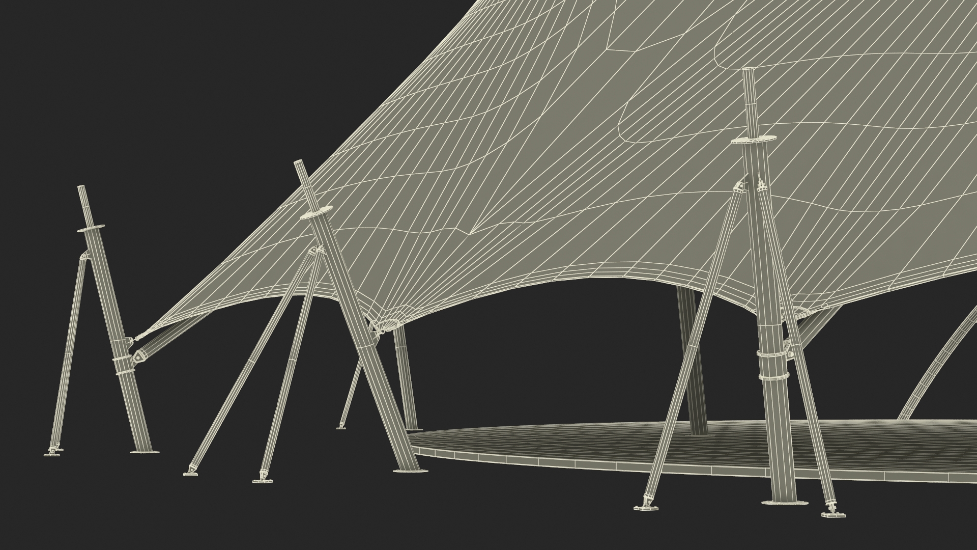Tensile Structure Tent Blue 3D