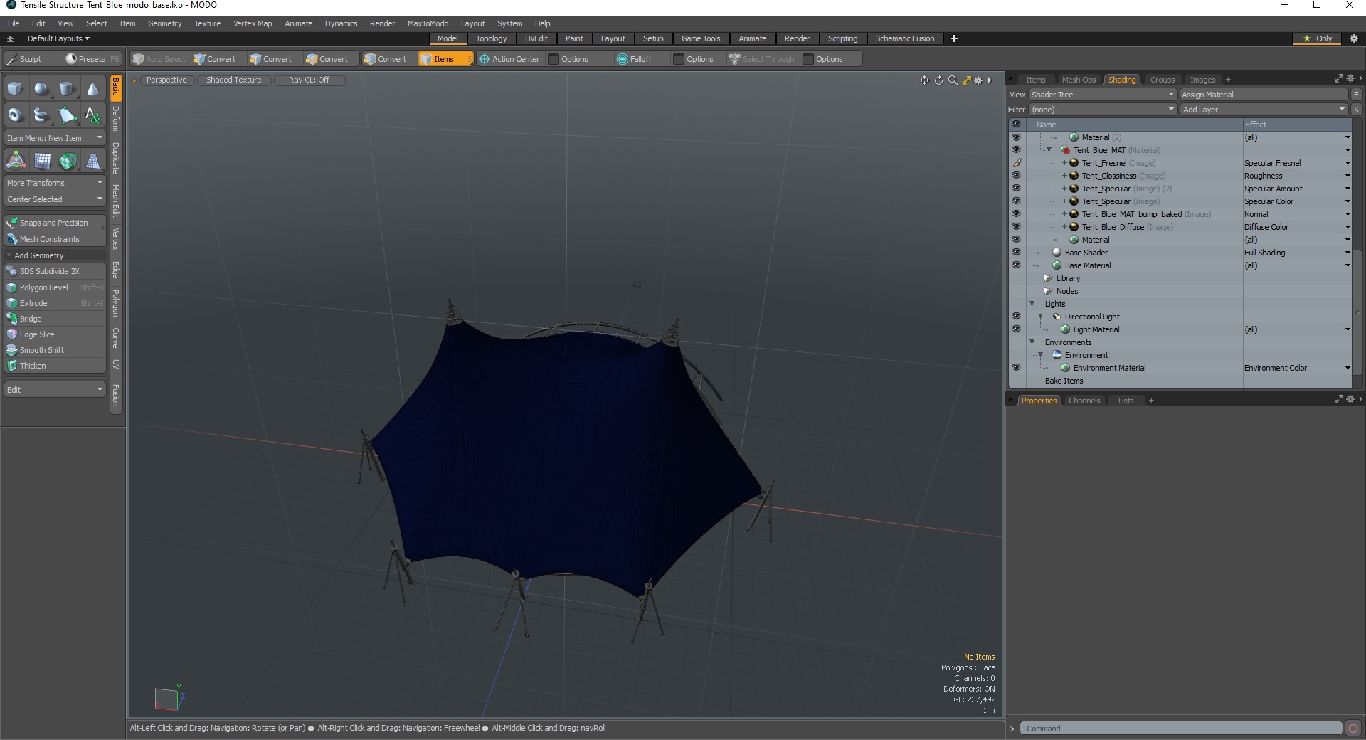 Tensile Structure Tent Blue 3D