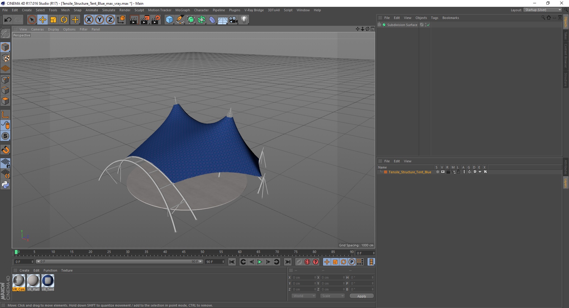 Tensile Structure Tent Blue 3D