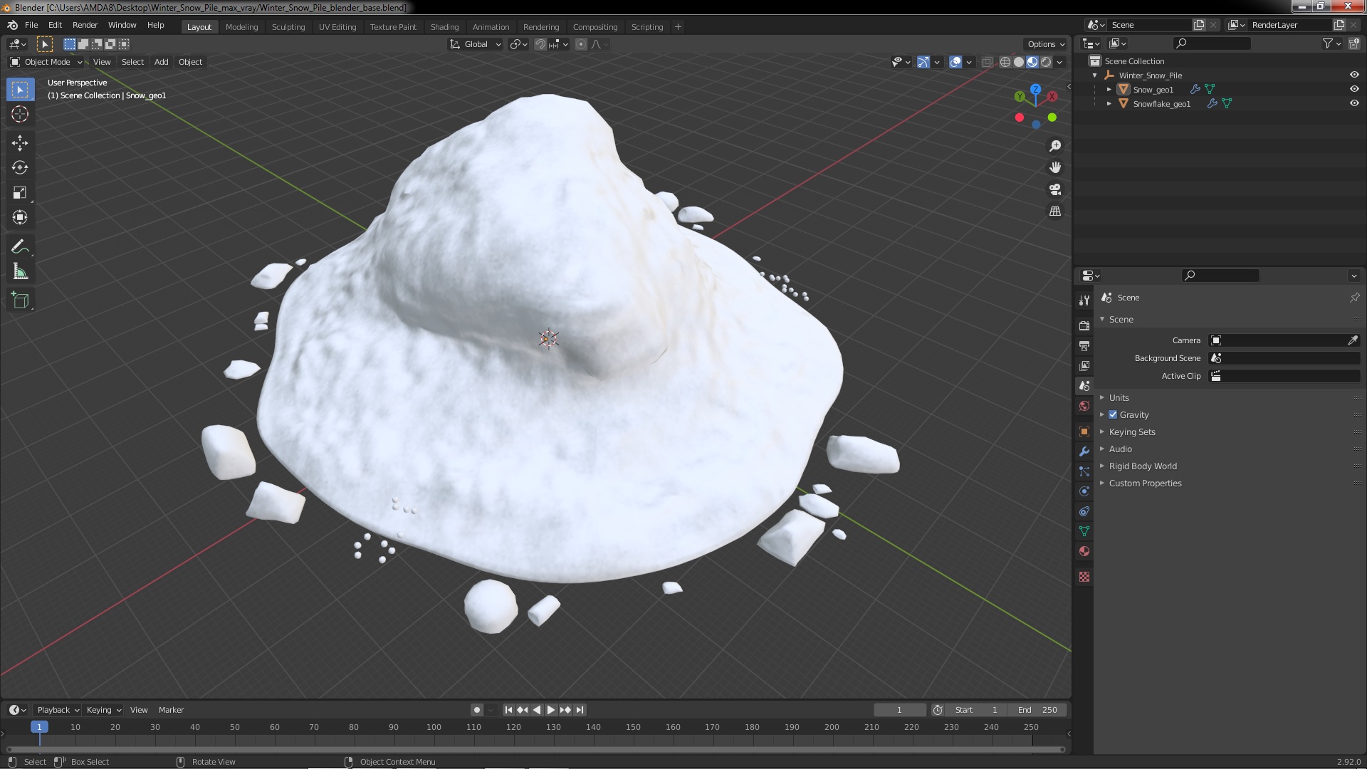 3D Winter Snow Pile