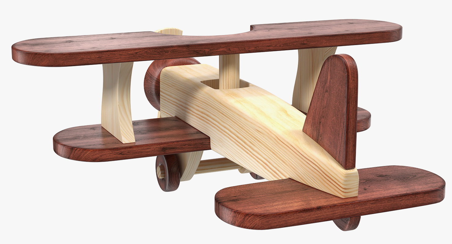 Wooden Airplane Toy 3D model
