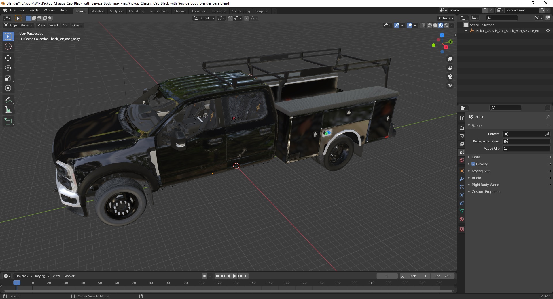 Pickup Chassis Cab Black with Service Body 3D