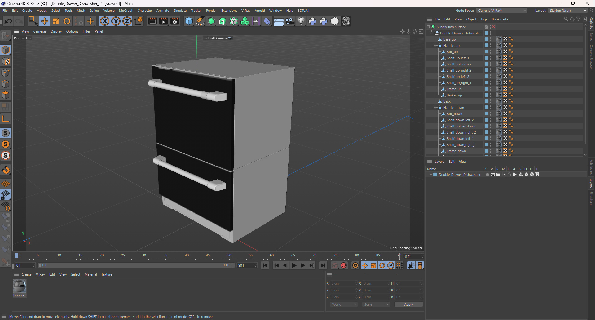 Double Drawer Dishwasher 3D model