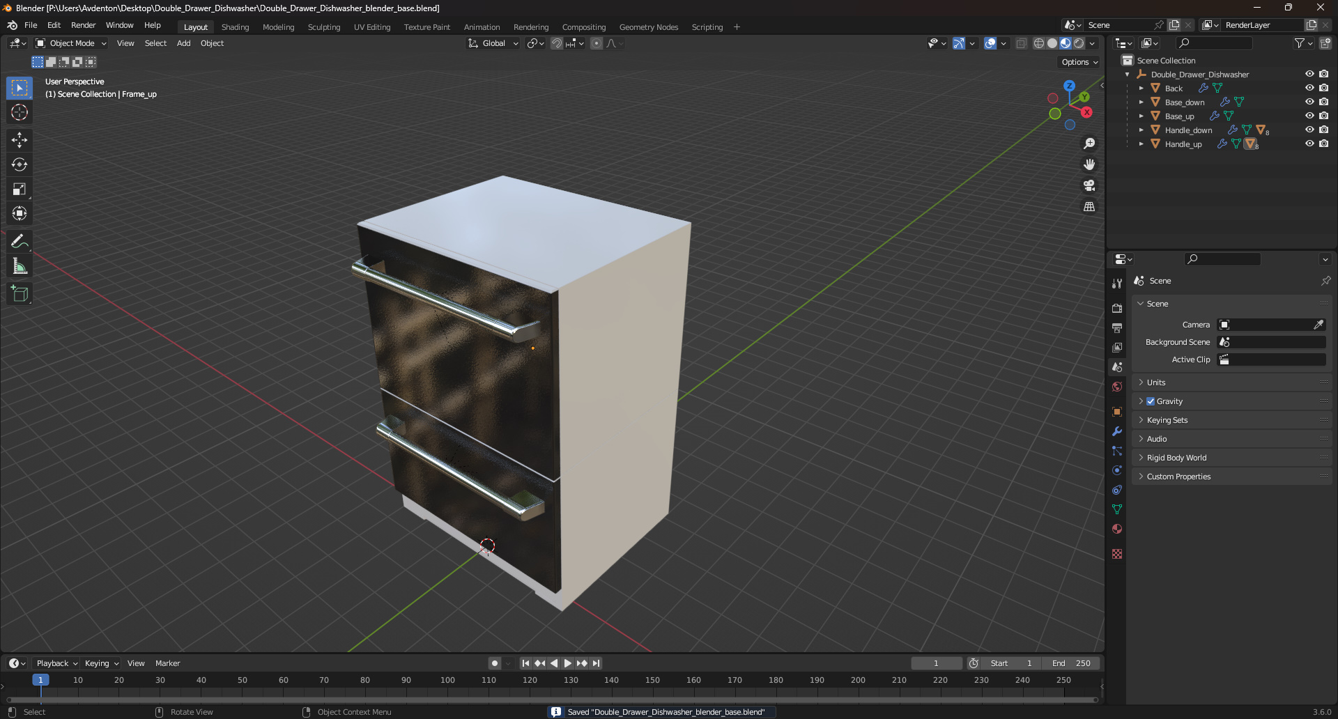 Double Drawer Dishwasher 3D model