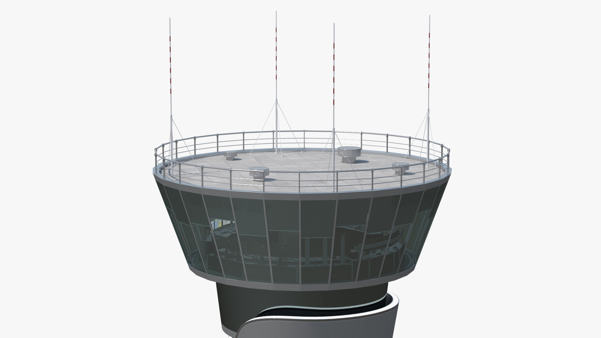 Airport Air Traffic Control Tower with Interior 3D