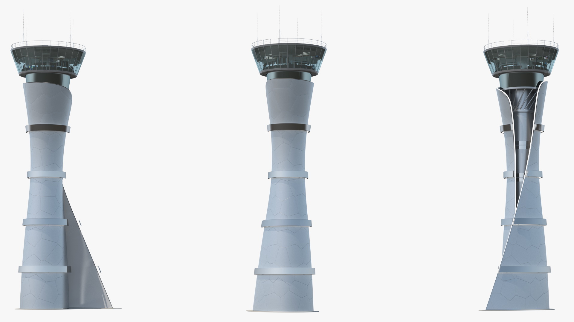 Airport Air Traffic Control Tower with Interior 3D