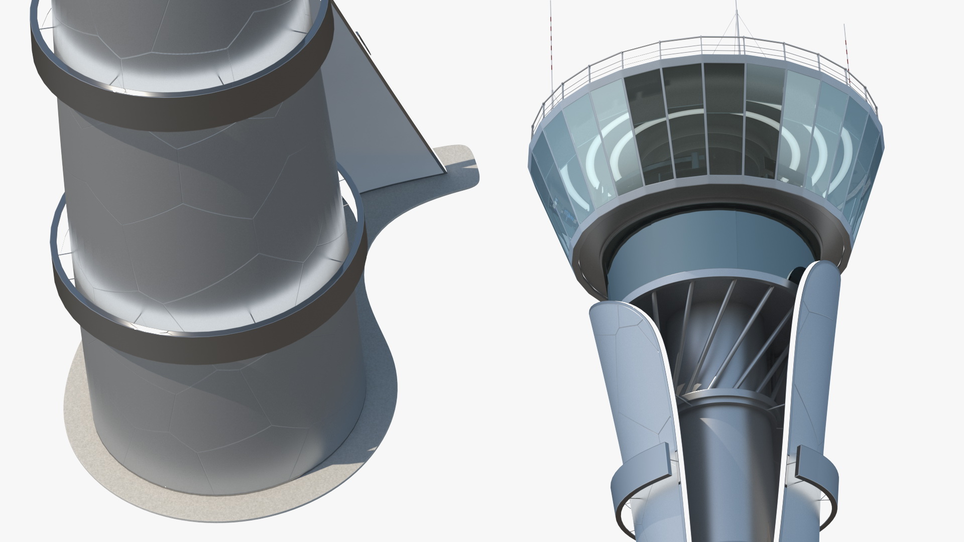 Airport Air Traffic Control Tower with Interior 3D