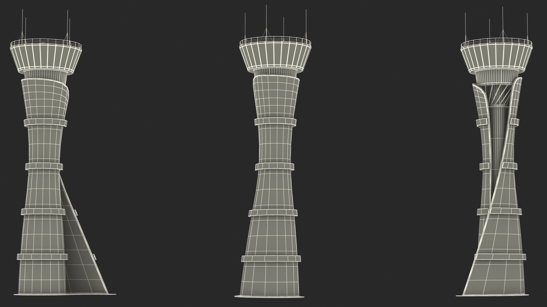 Airport Air Traffic Control Tower with Interior 3D