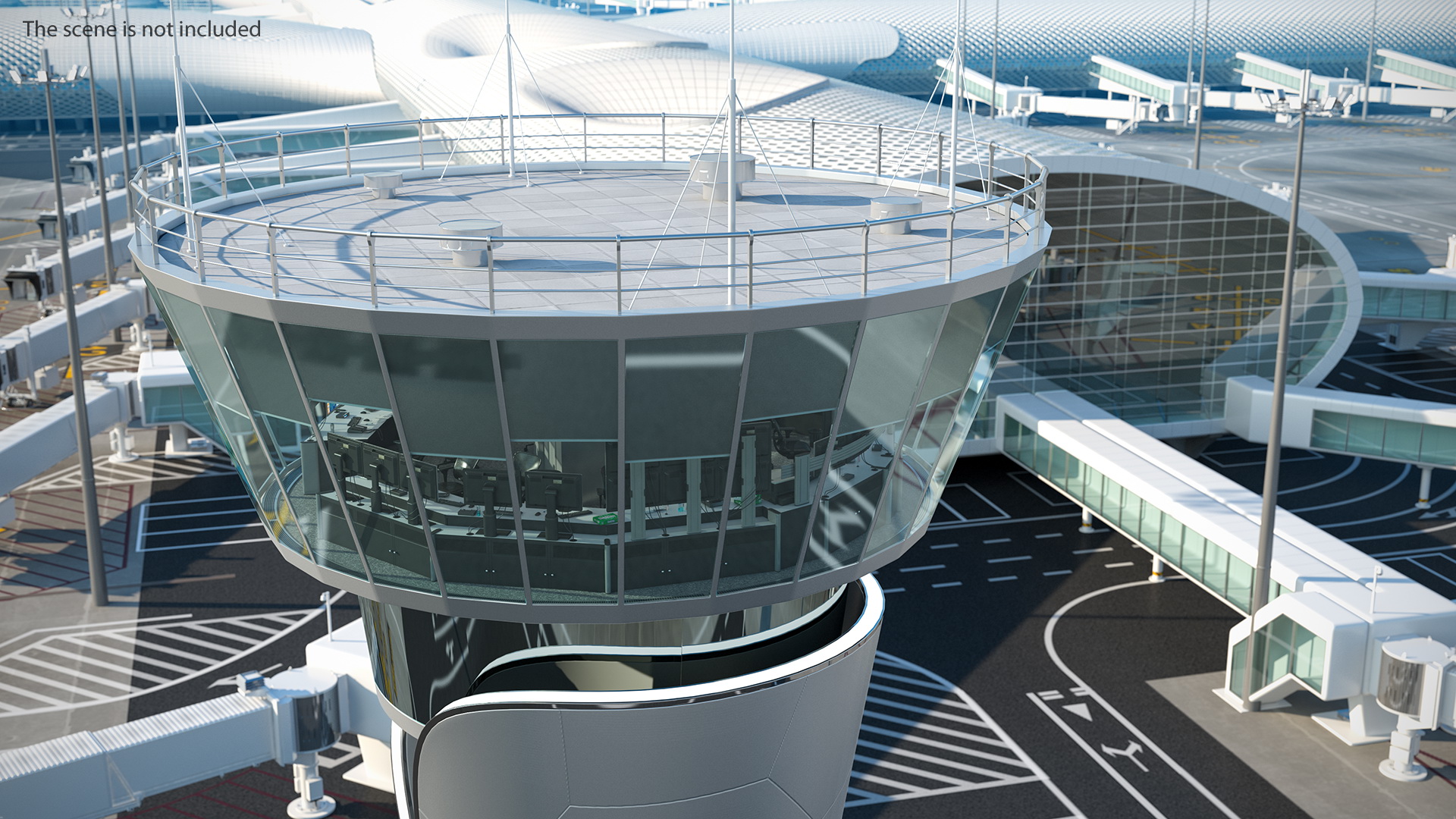 Airport Air Traffic Control Tower with Interior 3D