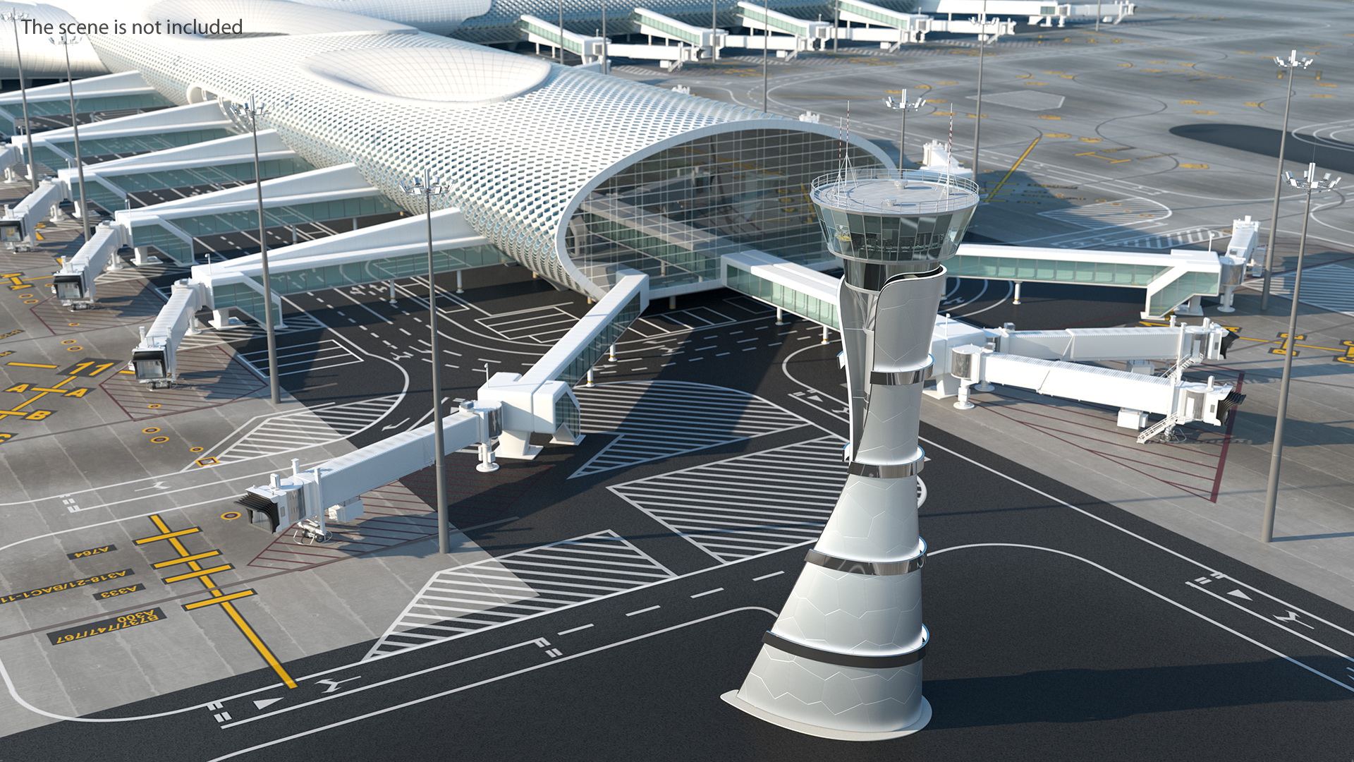 Airport Air Traffic Control Tower with Interior 3D