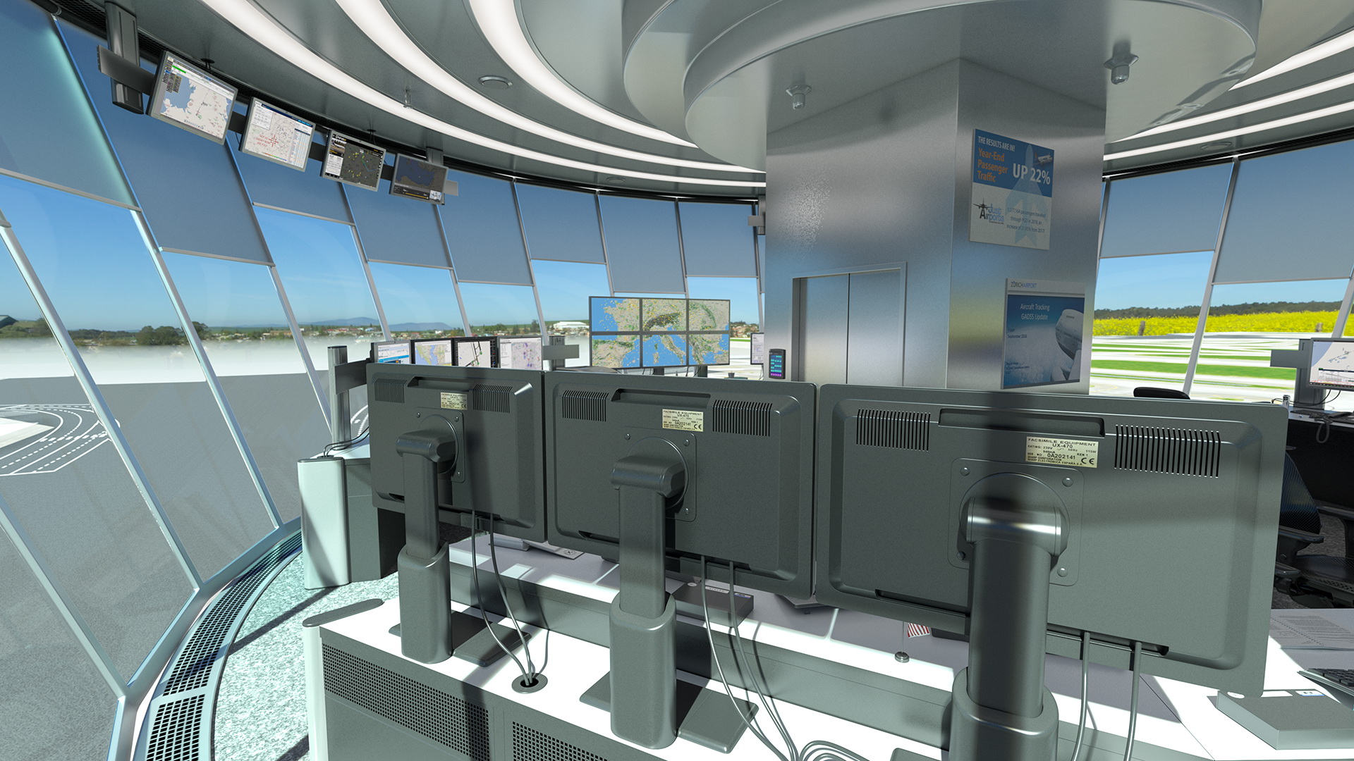 Airport Air Traffic Control Tower with Interior 3D