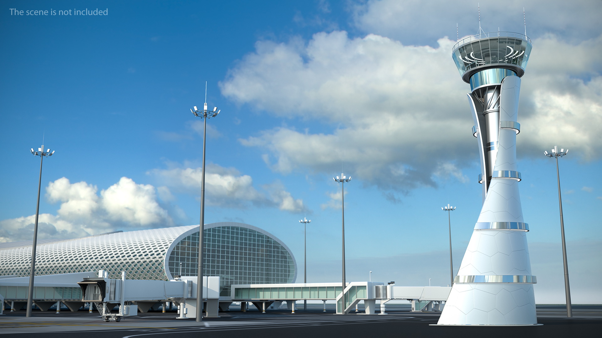 Airport Air Traffic Control Tower with Interior 3D