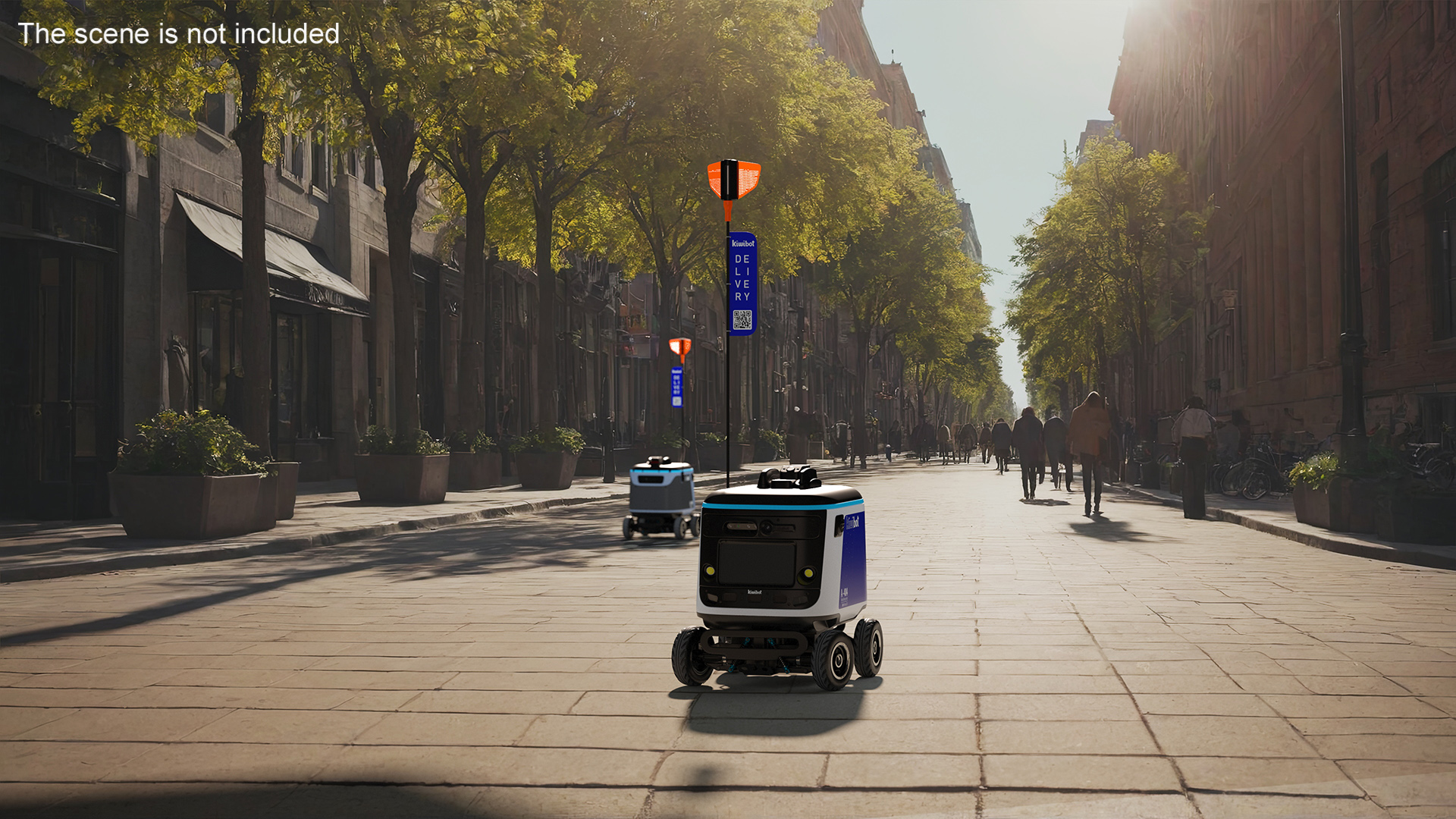 3D Kiwibot Delivery Robot Blue Off Rigged model
