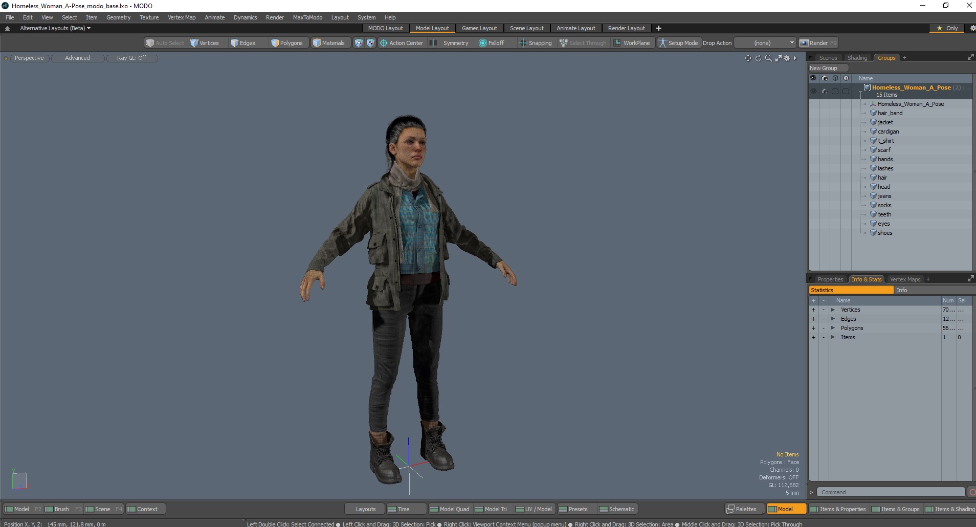 3D Homeless Woman A-Pose