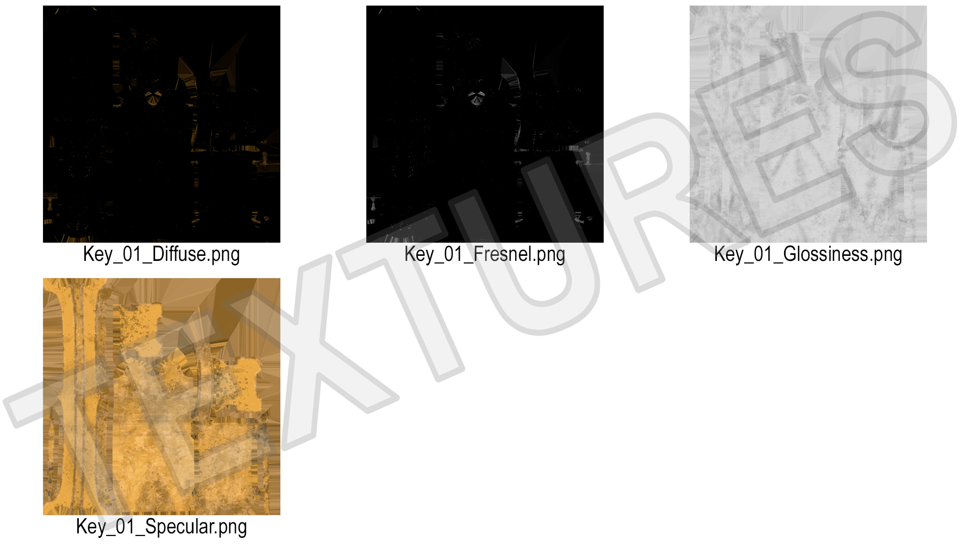 3D model Vintage Skeleton Key Gold