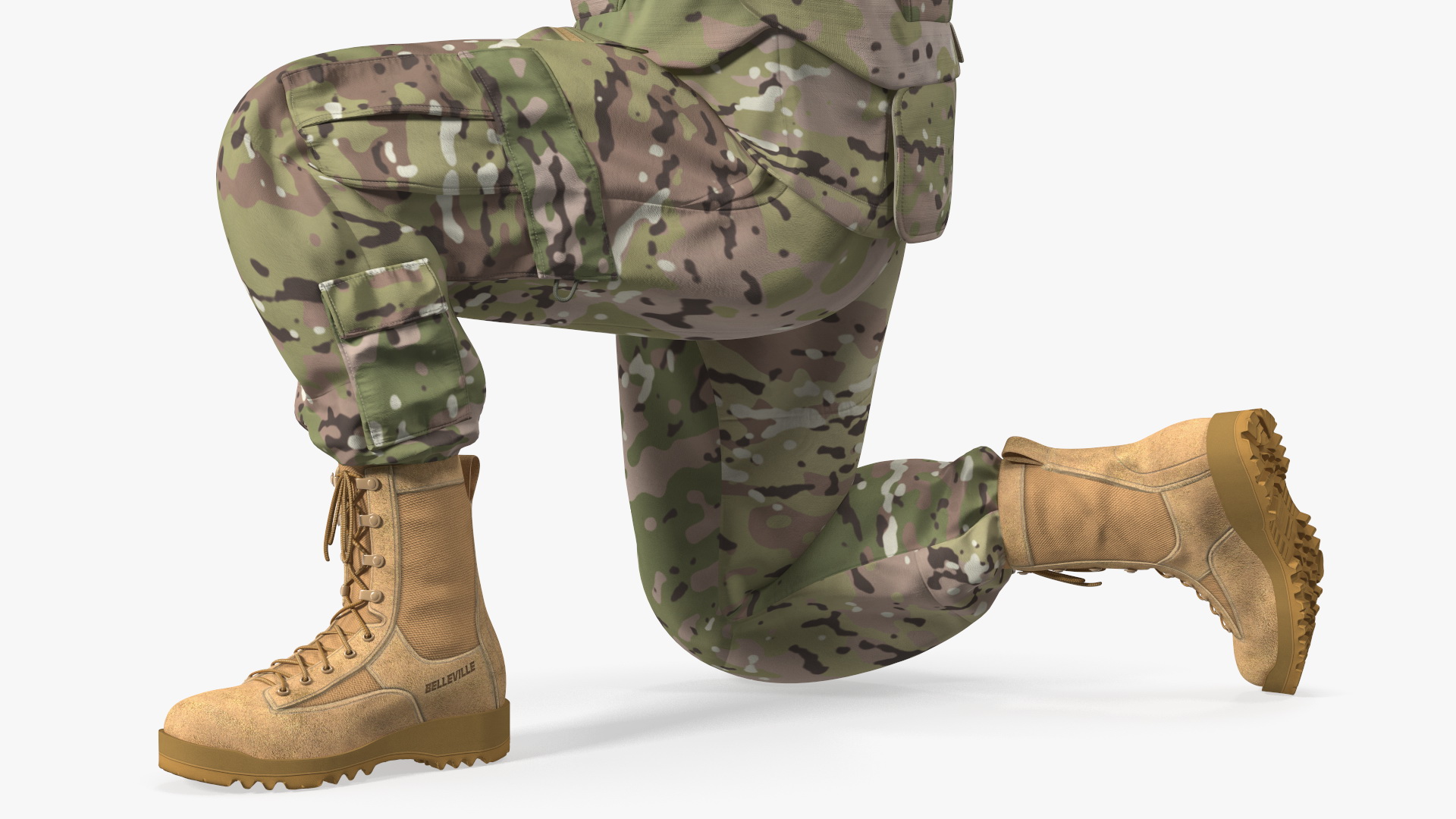3D model Soldier in Green Camo with Night Vision Aiming Fur
