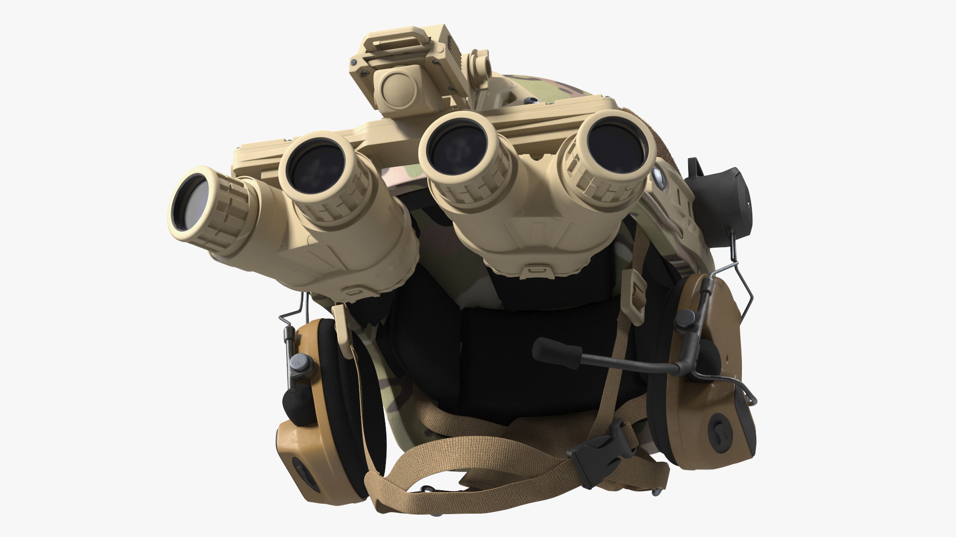 3D model Soldier in Green Camo with Night Vision Aiming Fur