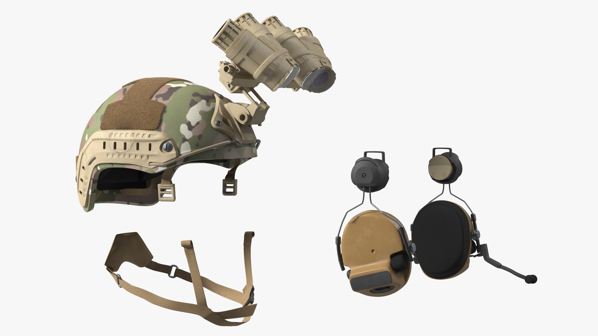 3D model Soldier in Green Camo with Night Vision Aiming Fur