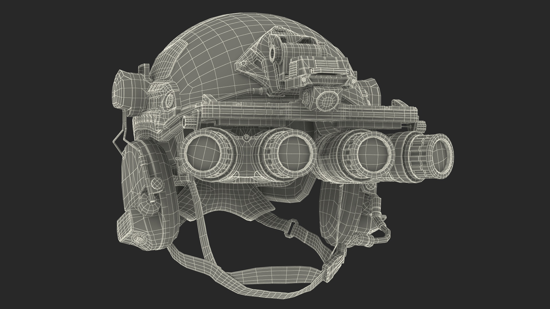 3D model Soldier in Green Camo with Night Vision Aiming Fur
