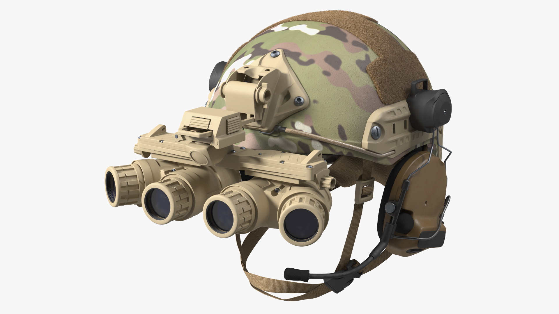 3D model Soldier in Green Camo with Night Vision Aiming Fur