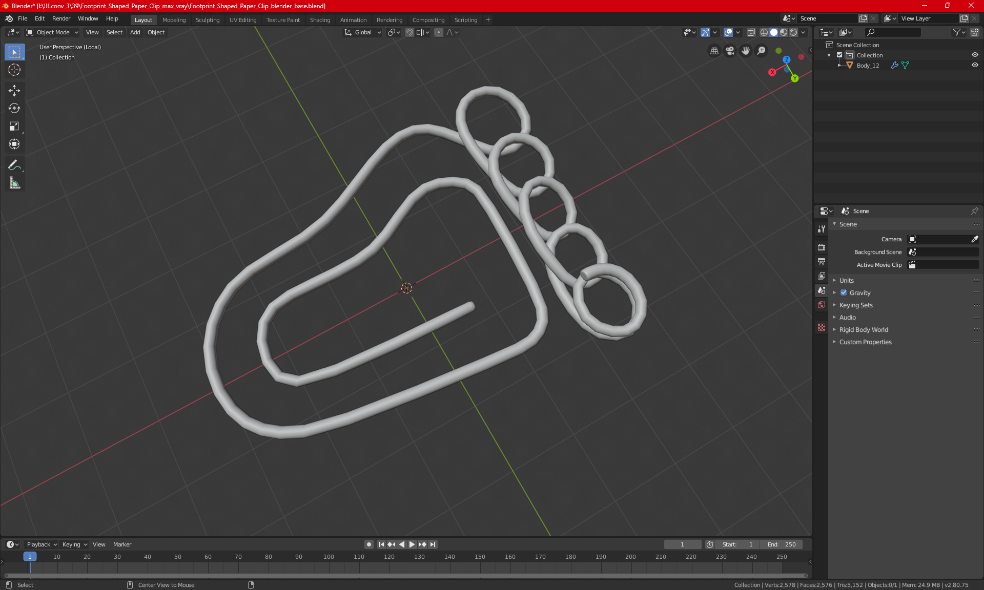 Footprint Shaped Paper Clip 3D