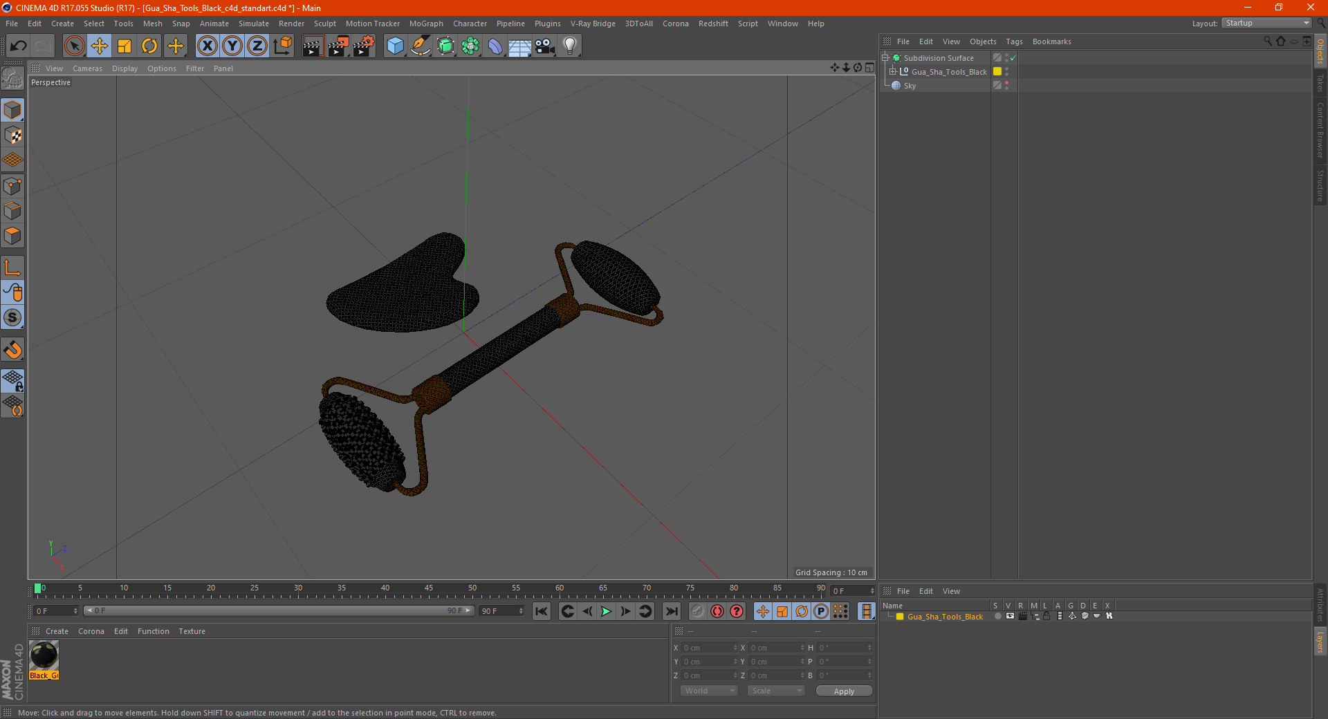 Gua Sha Tools Black 3D model