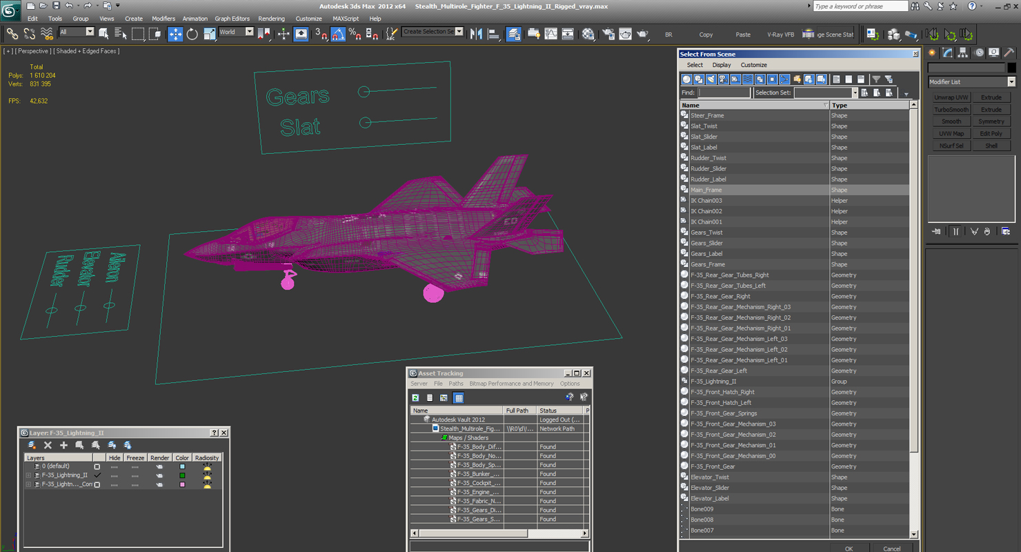 3D model Stealth Multirole Fighter F 35 Lightning II Rigged