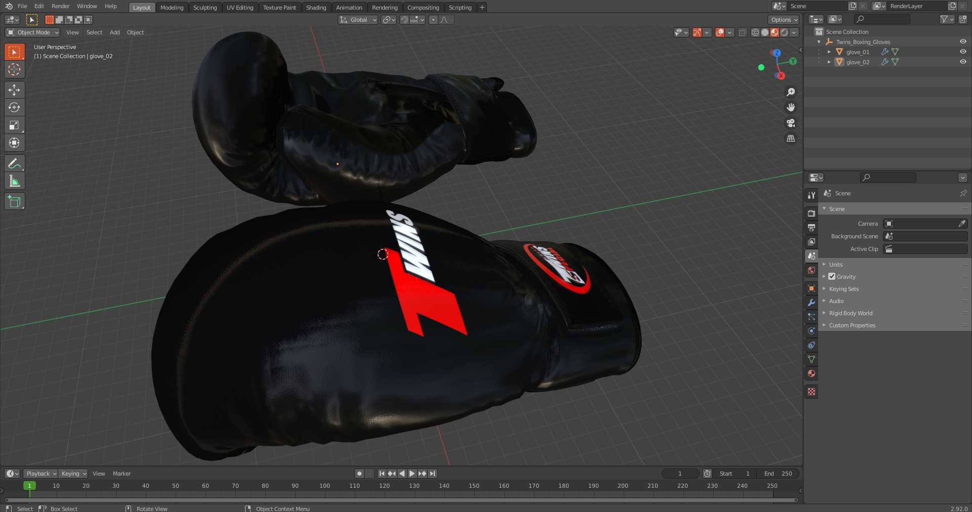 Twins Boxing Gloves 3D model