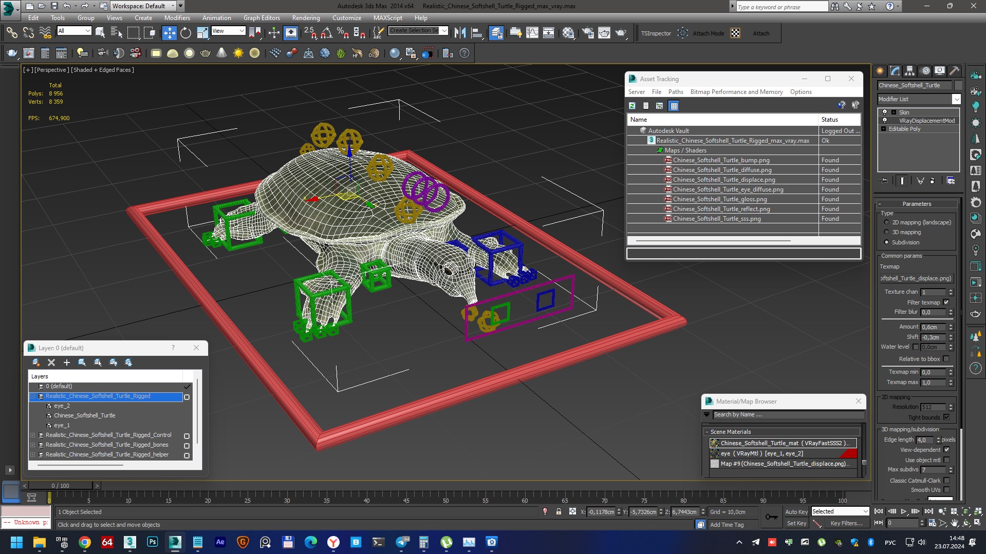 3D Realistic Chinese Softshell Turtle Rigged