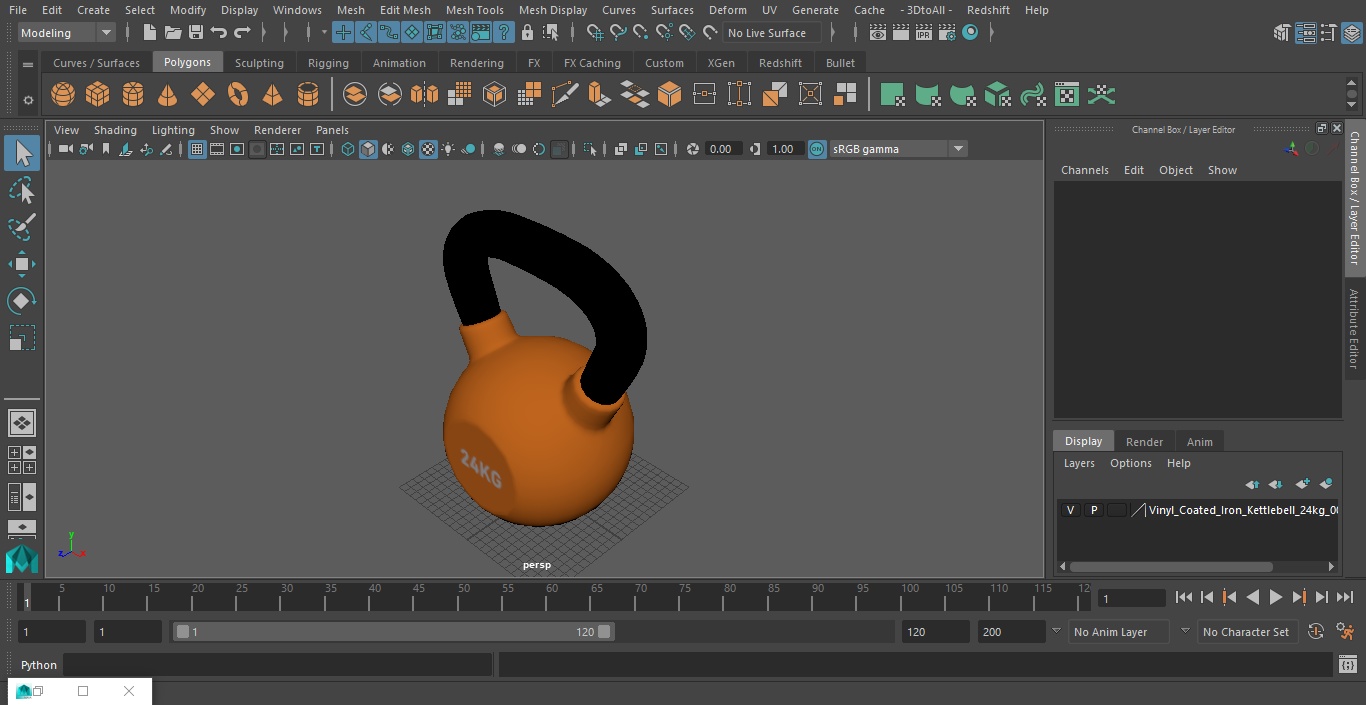 3D Vinyl Coated Iron Kettlebell 24kg model