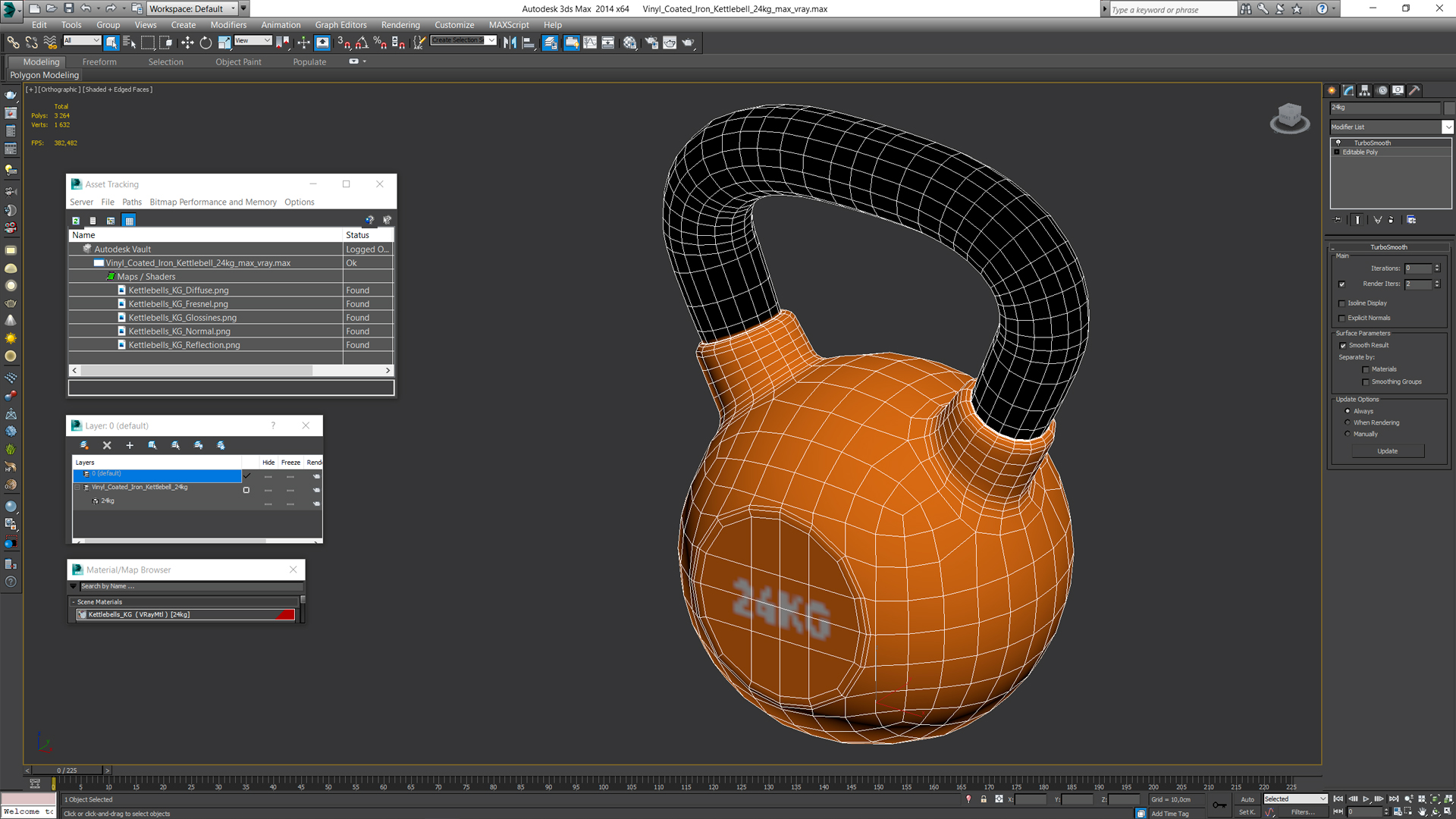 3D Vinyl Coated Iron Kettlebell 24kg model