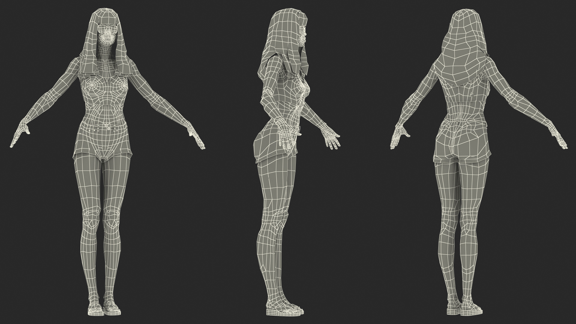 3D Beach Style Young Black Woman T Pose