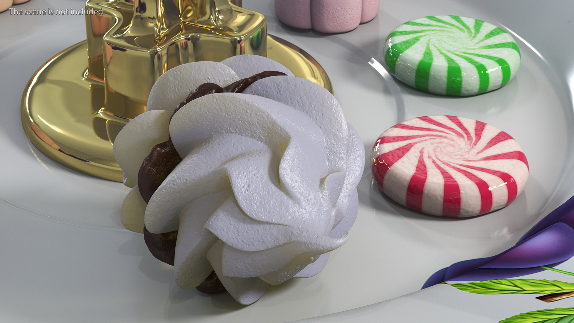 White Meringue Kisses with Chocolate Filling 3D model