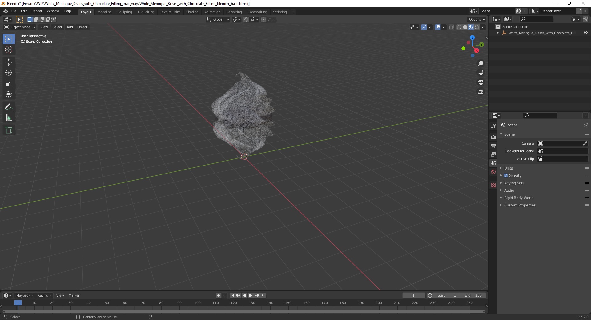 White Meringue Kisses with Chocolate Filling 3D model